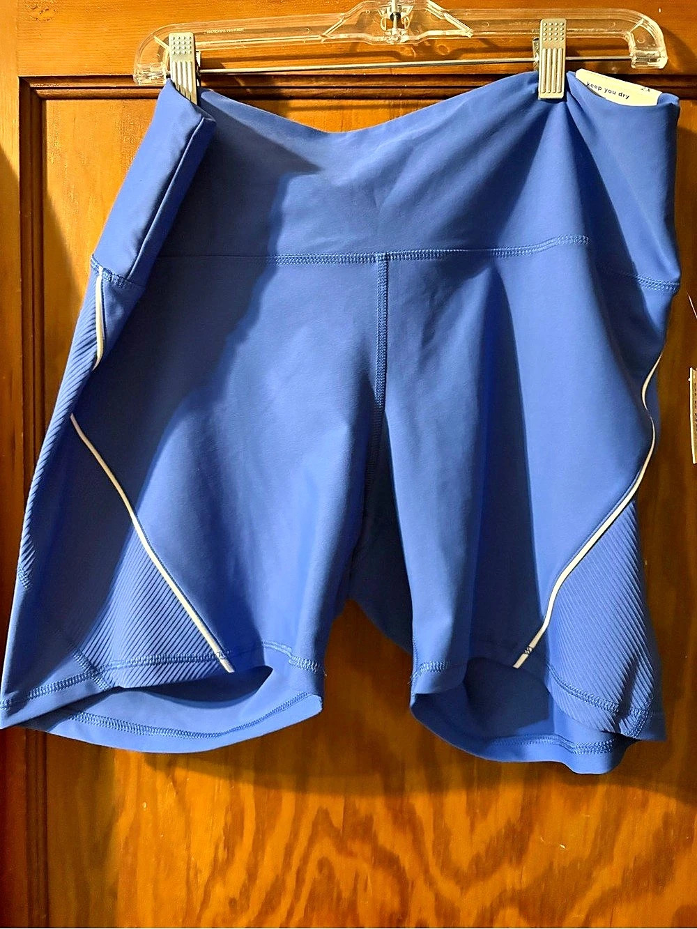 Old Navy PowerSoft High-Waisted Ribbed-Side Bike Short Shorts Blue XXL